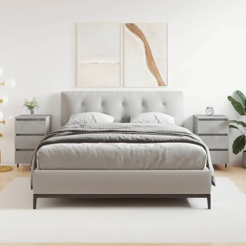 Elegante nachtkastjes van bewerkt hout in grijs Sonoma Eiken stijl - Betongrijs / 2 - Nachtkastjes
