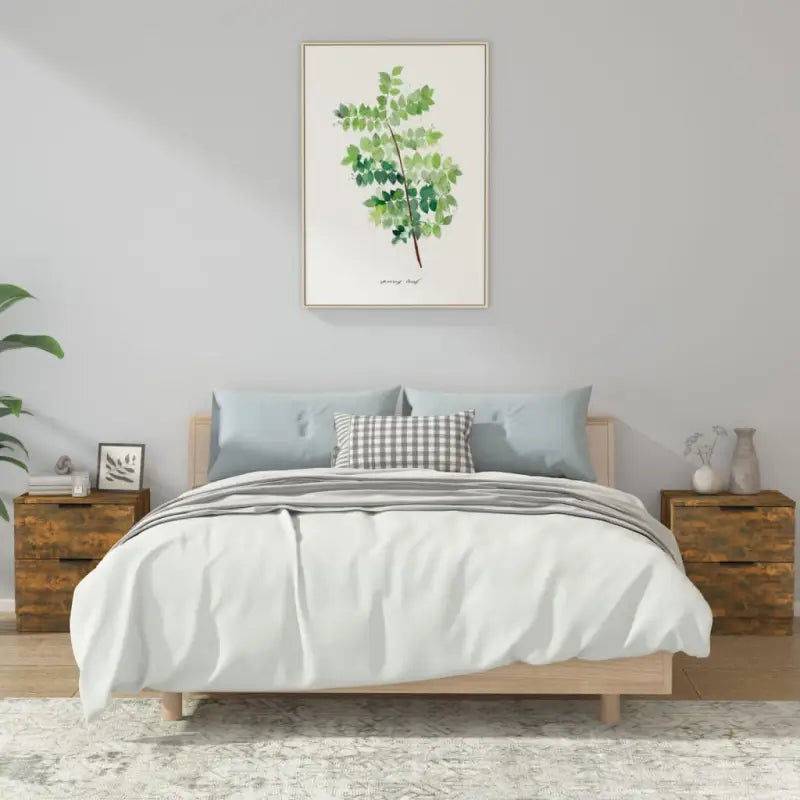 Elegante nachtkastjes van bewerkt hout voor een tijdloze uitstraling - Gerookt eiken / 2 - Nachtkastjes