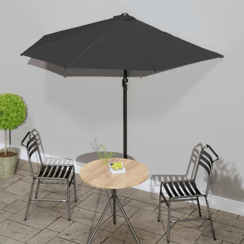 Elegante parasol met aluminium paal en stalen baleinen voor schaduw - Zwart / 1 - Parasols en zonneschermen