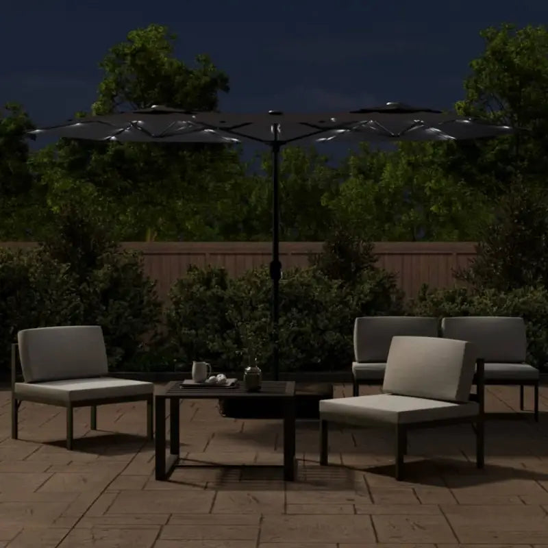 Elegante parasol met dubbel dak en LED-verlichting voor vlakke ondergrond - Parasols en zonneschermen
