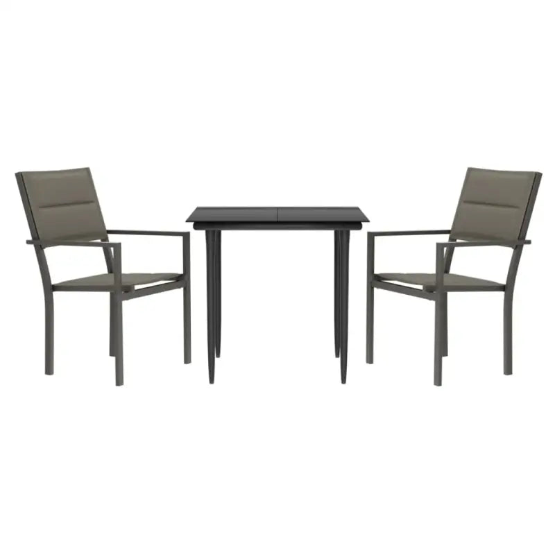 Elegante tuinset met gehard glas en gepoedercoat staal - 80 cm tafellengte - Tuinsets