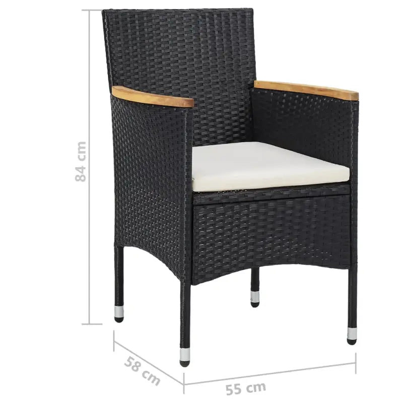 Elegante tuinset met poly rattan en duurzame massief acaciahout constructie - 80 cm tafellengte - Tuinsets
