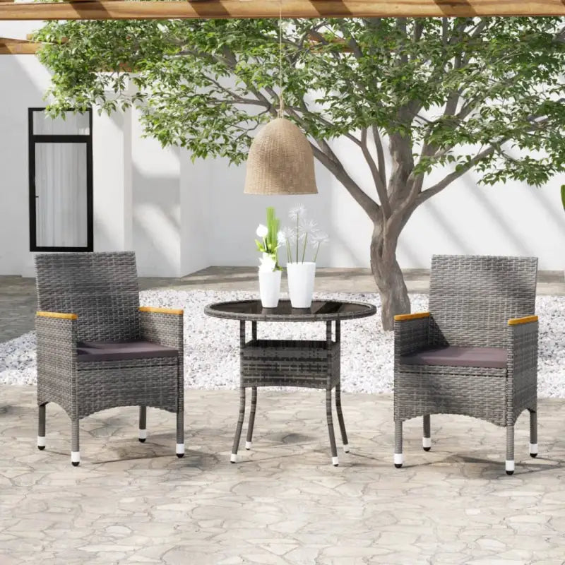 Elegante tuinset met poly rattan en gehard glas voor jouw terras - Grijs - Tuinsets