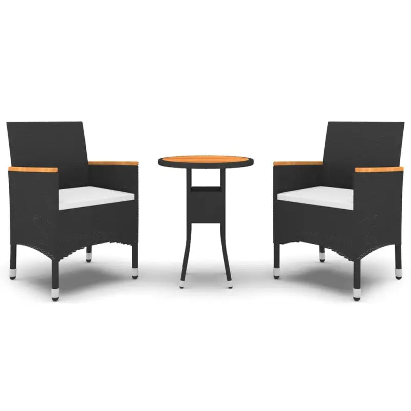 Elegante tuinset met poly rattan en gehard glas voor terras en tuin - Zwart - Tuinsets