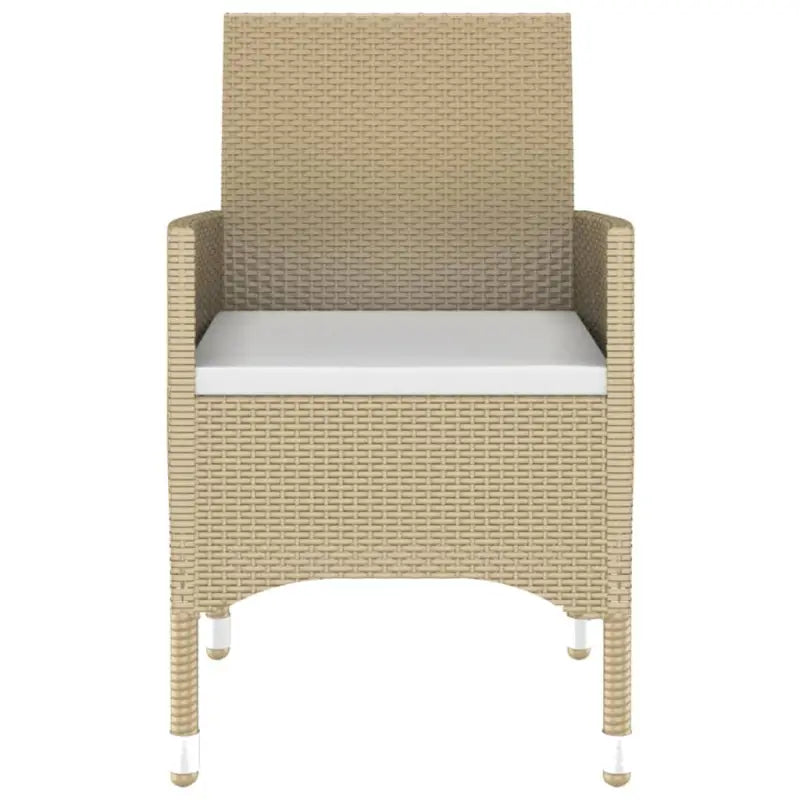 Elegante tuinset met poly rattan en gehard glazen tafelblad - Beige - Tuinsets