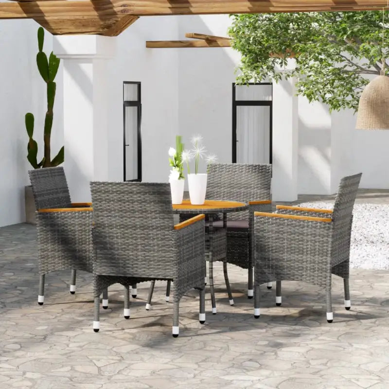 Elegante tuinset met poly rattan en massief acaciahout voor je terras - Tuinsets