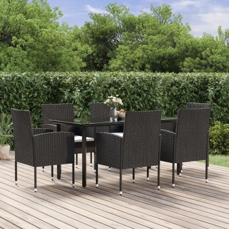 Elegante tuinset voor buiten met stevig stalen frame - Zwart en wit / 160 cm tafellengte - Tuinsets