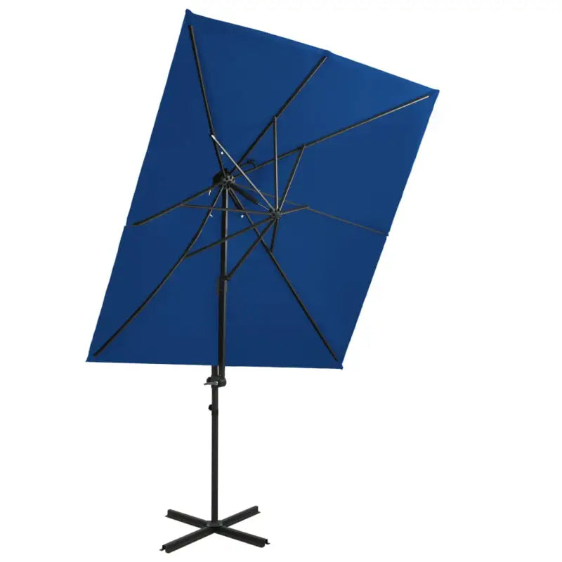 Elegante zweefparasol met dubbel dak voor schaduw en UV-bescherming - azuurblauw / 1 - Parasols en zonneschermen