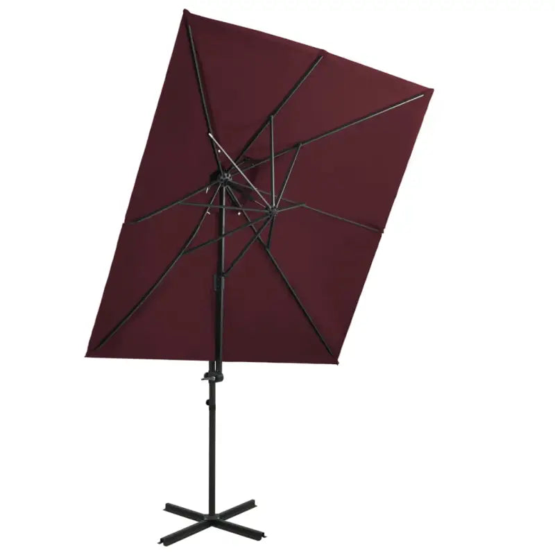 Elegante zweefparasol met dubbel dak voor schaduw en UV-bescherming - Bordeauxrood / 1 - Parasols en zonneschermen