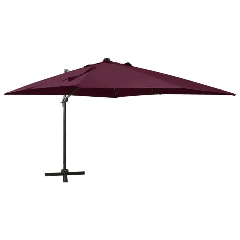 Elegante zweefparasol met LED-verlichting beschermt tegen zon en uv - Bordeauxrood / 1 - Parasols en zonneschermen
