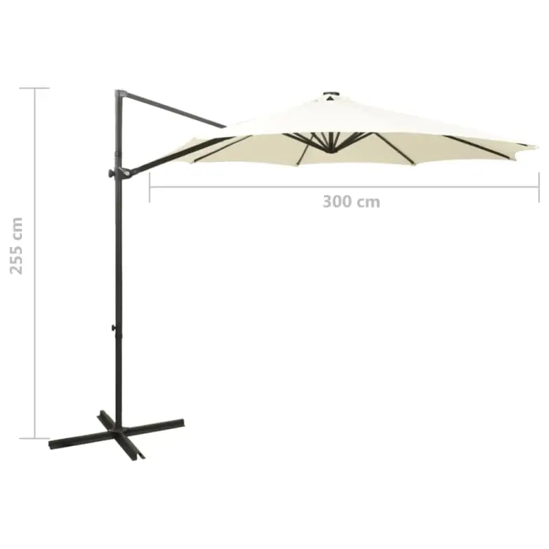 Elegante zweefparasol met LED-verlichting en bescherming tegen zware regenval - Parasols en zonneschermen