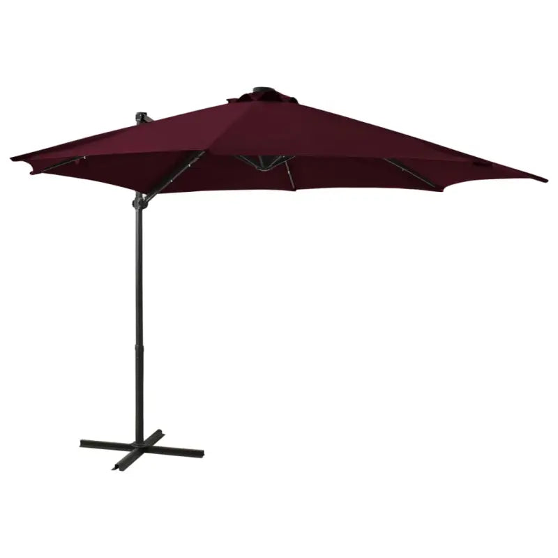 Elegante zweefparasol met LED-verlichting voor op vlakke ondergrond - Bordeauxrood / 300 cm / 1 - Parasols