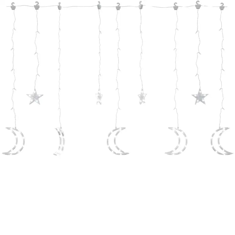 Energiebesparende LED’s kerstverlichting met sterren en manen en lange verlengkabel - Kerstverlichting