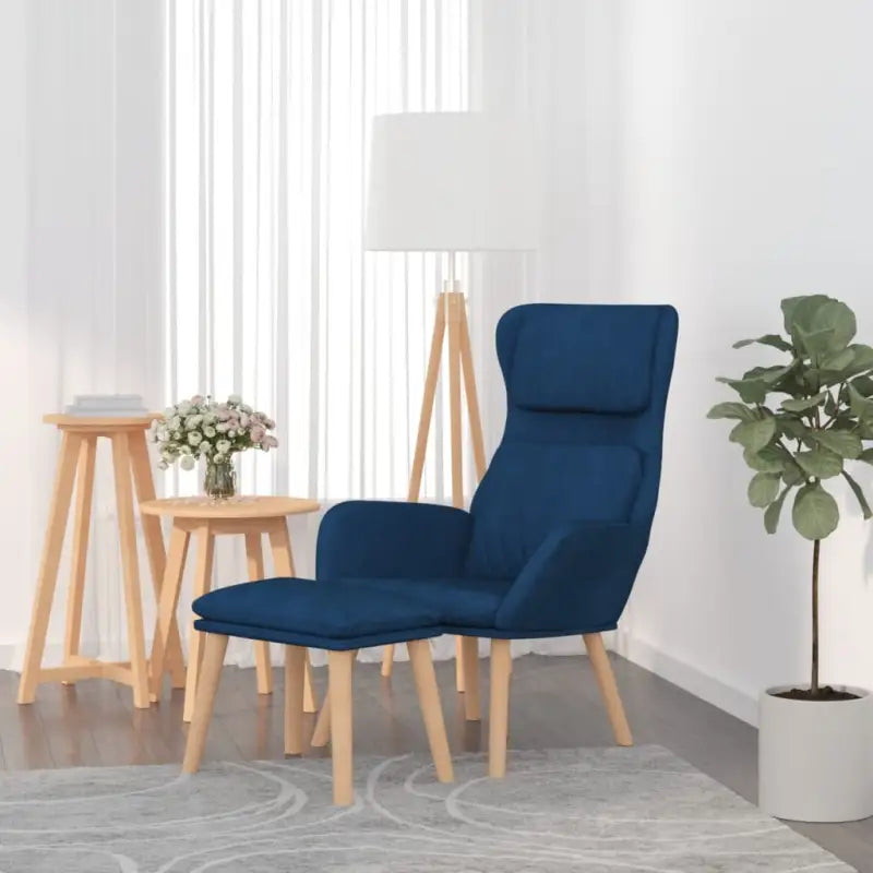 Fauteuil met optimaal zitcomfort en massief rubberwood poten - Blauw / 1 / Met voetensteun - Fauteuils & Relaxfauteuils