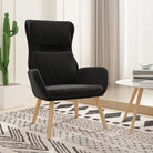 Fauteuil met optimaal zitcomfort en massief rubberwood poten - Zwart / 1 / Zonder voetensteun - Fauteuils &