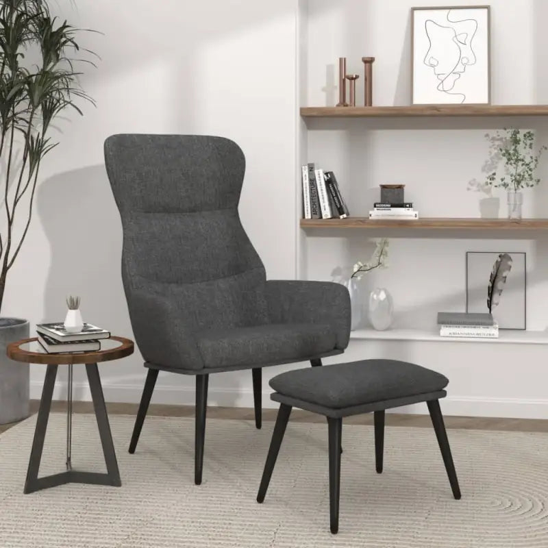 Fauteuil met optimaal zitcomfort en zachte stofbekleding - Donkergrijs / 1 / Met voetensteun - Fauteuils &