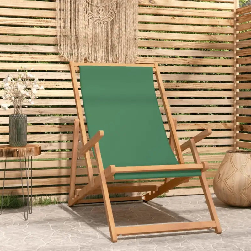 Fijn geschuurde houten Strandstoel voor tuin strand en camping - Groen / 1 / Met armleuning - Tuinstoelen