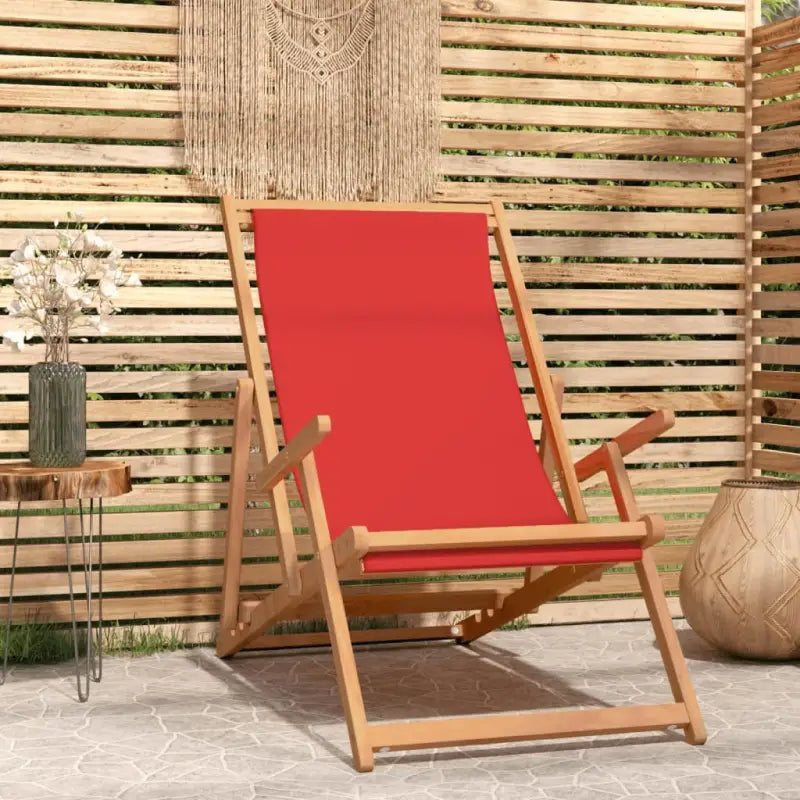 Fijn geschuurde houten Strandstoel voor tuin strand en camping - Rood / 1 / Met armleuning - Tuinstoelen