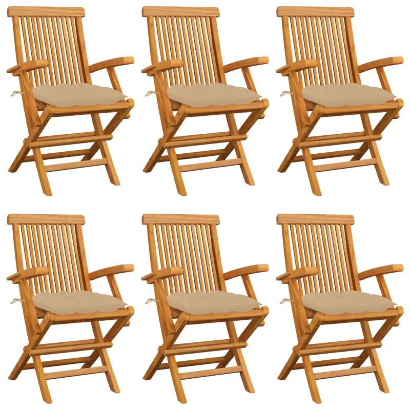 Fijn geschuurde houten tuinstoelen set voor terras en tuin - Beige / 6 - Tuinstoelen
