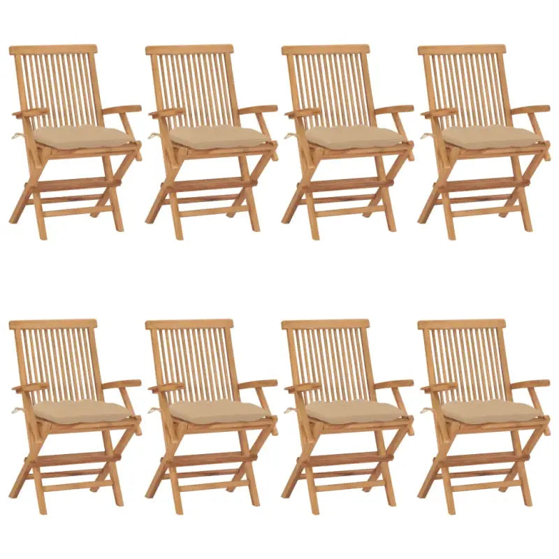 Fijn geschuurde houten tuinstoelen set voor terras en tuin - Beige / 8 - Tuinstoelen