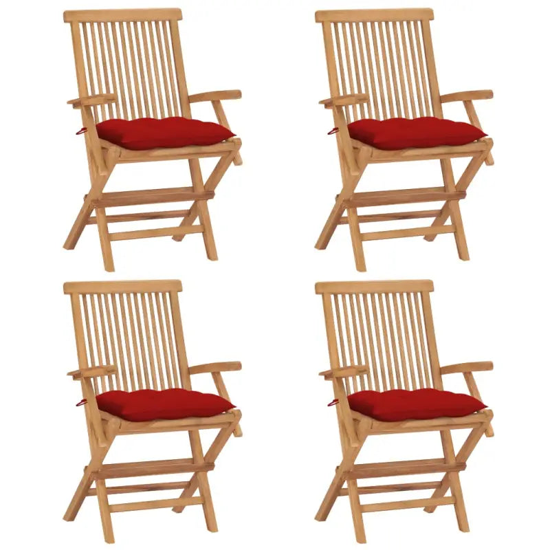 Fijn geschuurde houten tuinstoelen set voor terras en tuin - Rood / 4 - Tuinstoelen