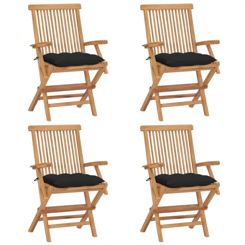 Fijn geschuurde houten tuinstoelen set voor terras en tuin - Zwart / 4 - Tuinstoelen
