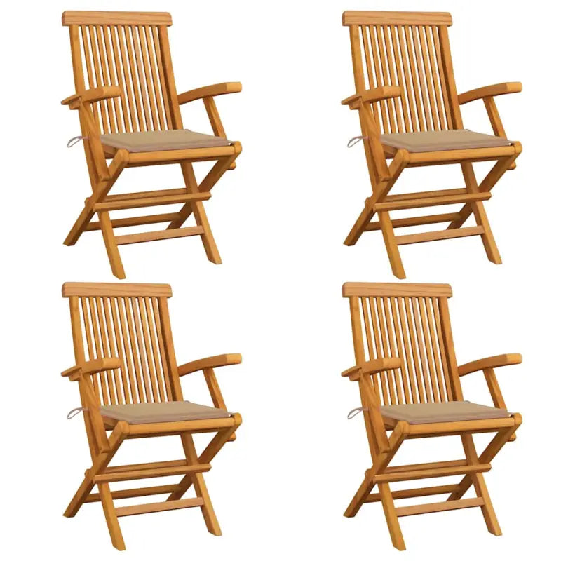Fijn geschuurde houten tuinstoelen set voor tuin en terras - Beige / 4 - Tuinstoelen