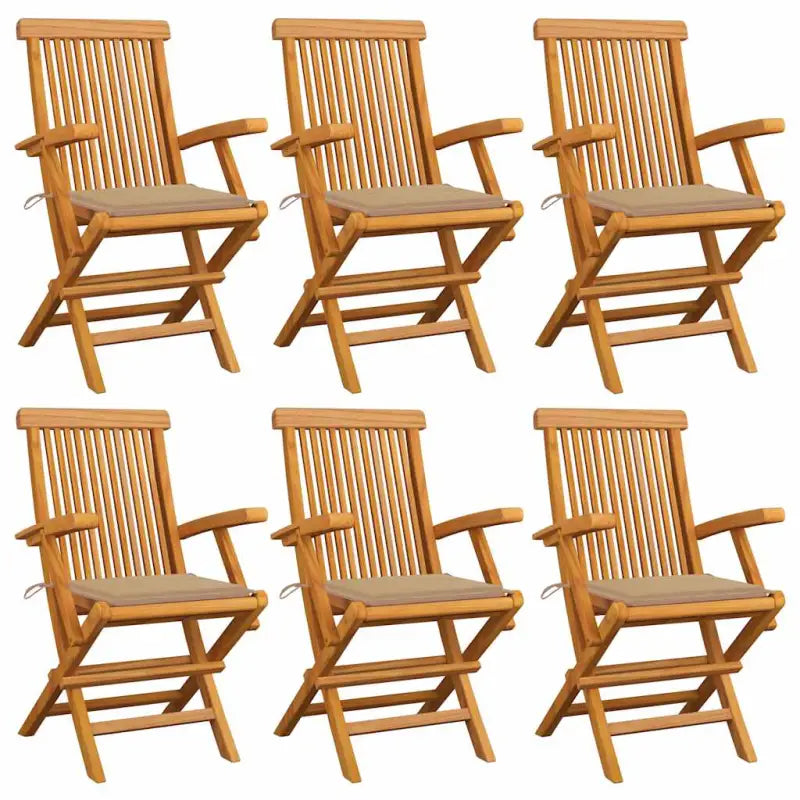 Fijn geschuurde houten tuinstoelen set voor tuin en terras - Beige / 6 - Tuinstoelen