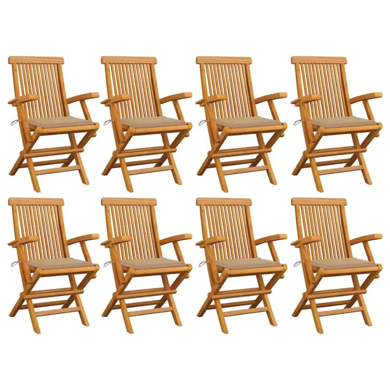 Fijn geschuurde houten tuinstoelen set voor tuin en terras - Beige / 8 - Tuinstoelen