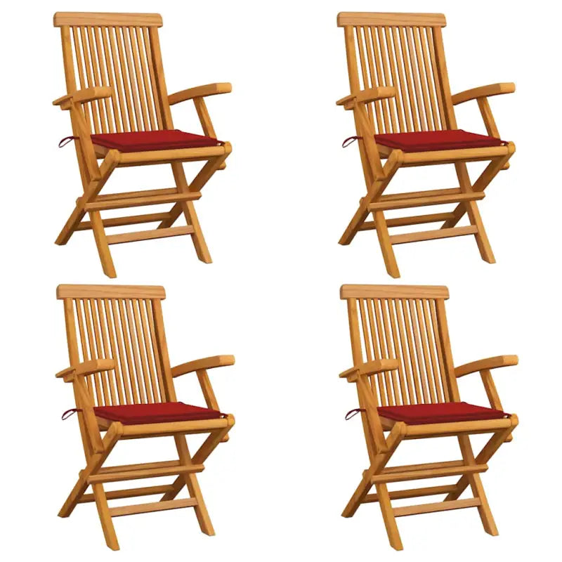 Fijn geschuurde houten tuinstoelen set voor tuin en terras - Rood / 4 - Tuinstoelen