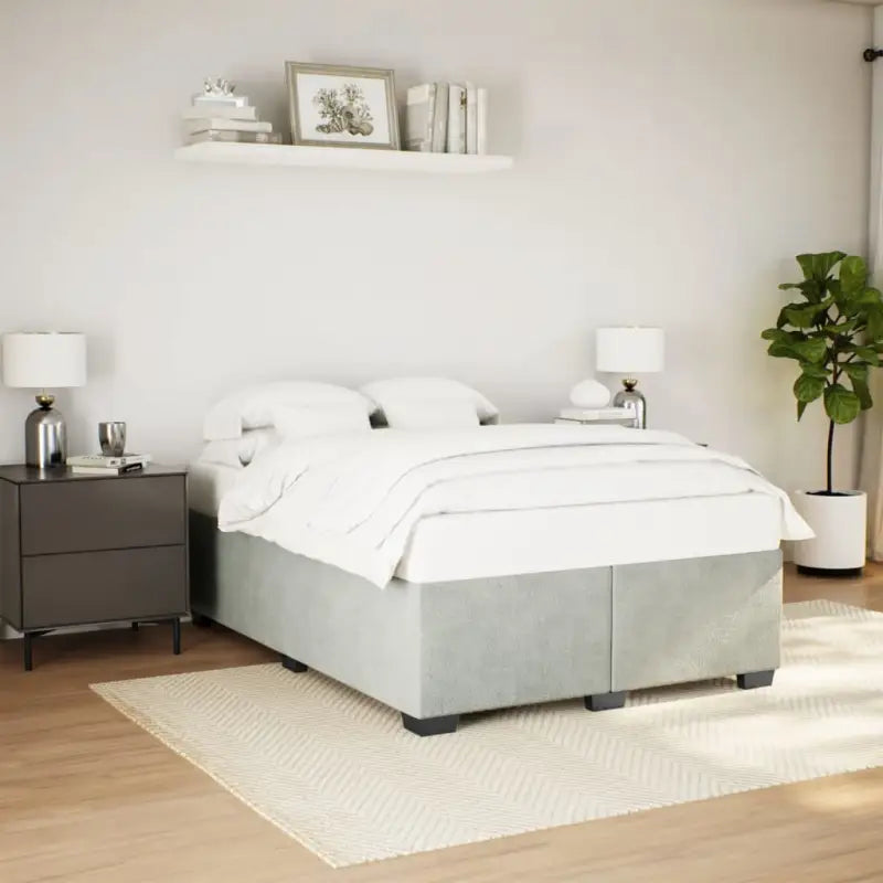 Fluwelen Bedframe voor Comfort en Stijl in de Slaapkamer - Lichtgrijs / 140 x 190 cm - Bedden & bedframes