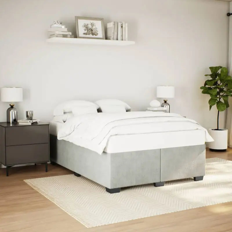Fluwelen Bedframe voor Comfort en Stijl in de Slaapkamer - Lichtgrijs / 160 x 200 cm - Bedden & bedframes