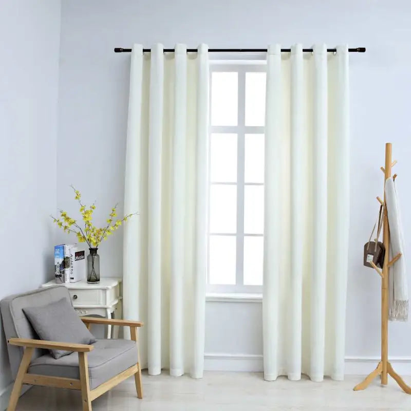 Fluwelen gordijnen met metalen ringen voor elegante privacy en warmte - Crème / 140 x 225 cm / 2 - Gordijnen & vitrages
