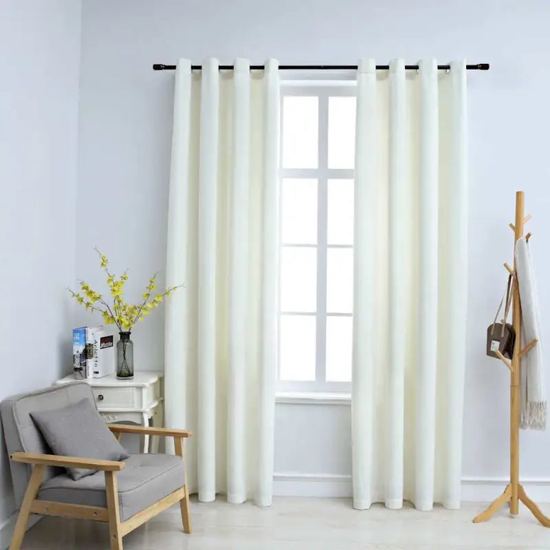 Fluwelen gordijnen met metalen ringen voor elegante privacy en warmte - Crème / 140 x 175 cm / 2 - Gordijnen & vitrages