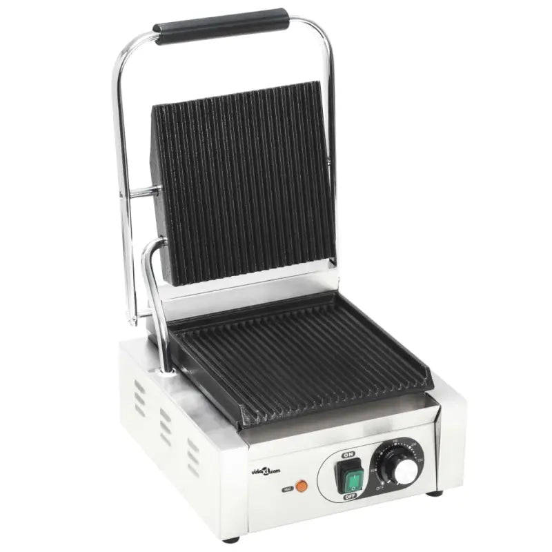 Gegroefde Panini Grill met Gietijzeren Platen voor snel grillen - Elektrische bakplaten & grills