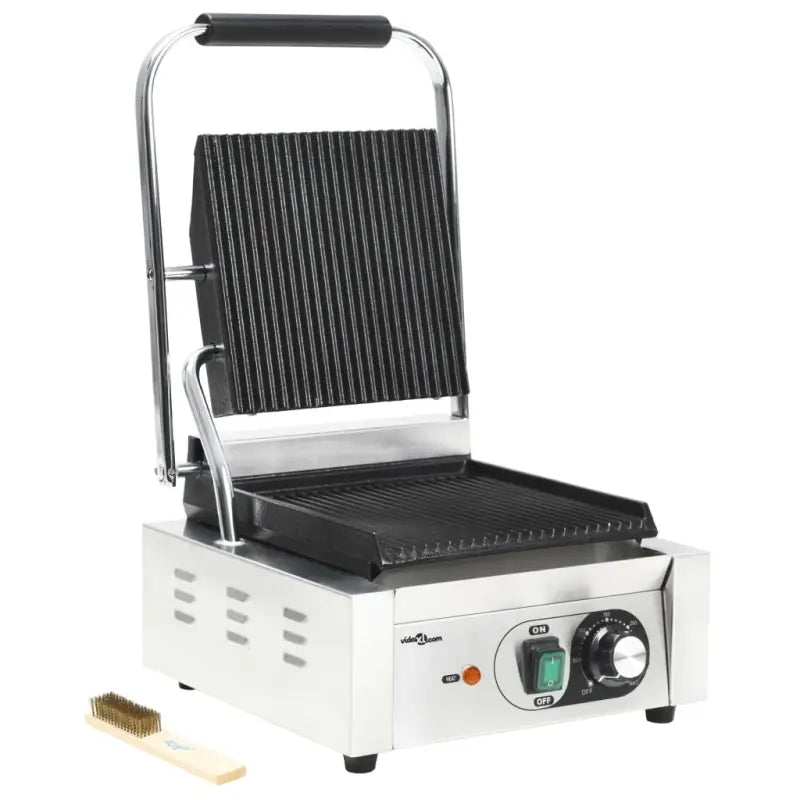 Gegroefde Panini Grill met Gietijzeren Platen voor snel grillen - Elektrische bakplaten & grills