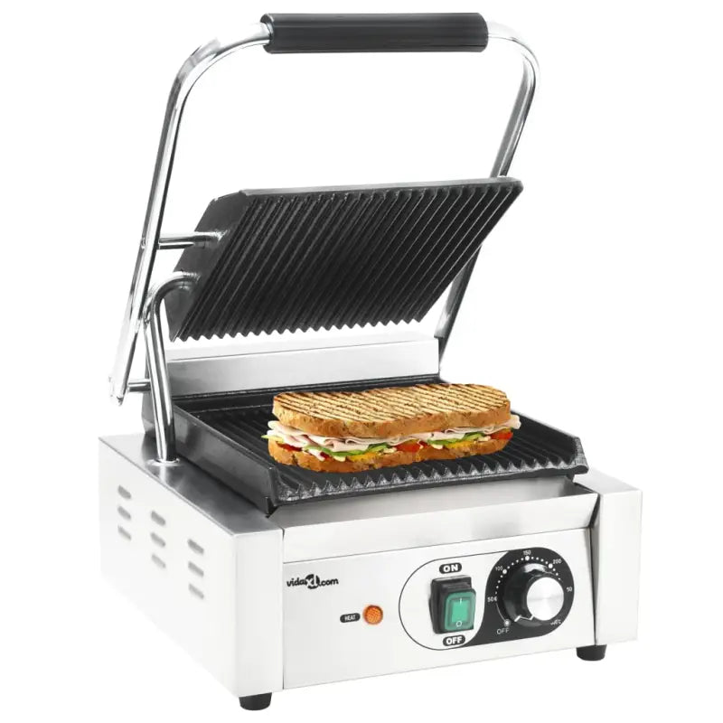 Gegroefde Panini Grill met Gietijzeren Platen voor snel grillen - Elektrische bakplaten & grills