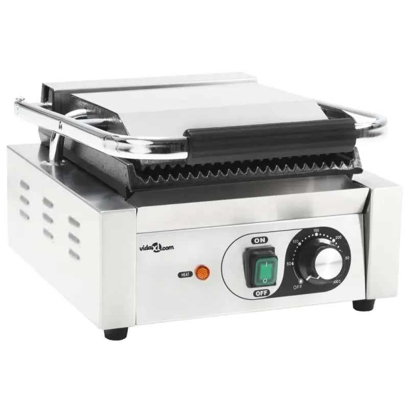 Gegroefde Panini Grill met Gietijzeren Platen voor snel grillen - Elektrische bakplaten & grills