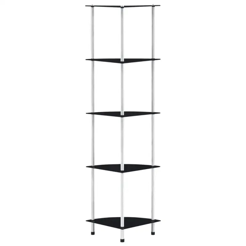 Gehard glas vitrinekast met drie lagen voor stijlvolle opbergruimte - Zwart / 1 / 5-laags - Boekenkasten