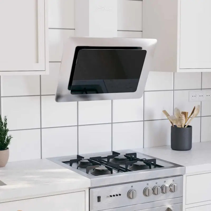 Geluidarme wandafzuigkap met roestvrij staal en wasbaar vetfilter - Zilver / 60 x 31 x 108 cm - Afzuigkappen