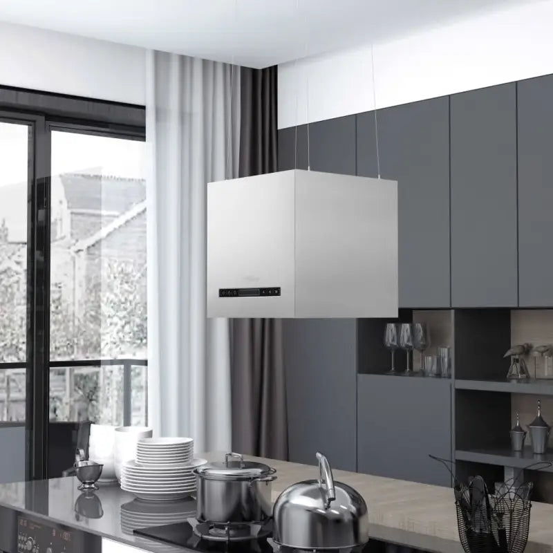 Geluidsarme hangende afzuigkap met wasbare aluminium vetfilter - Zilver / 37 cm - Afzuigkappen