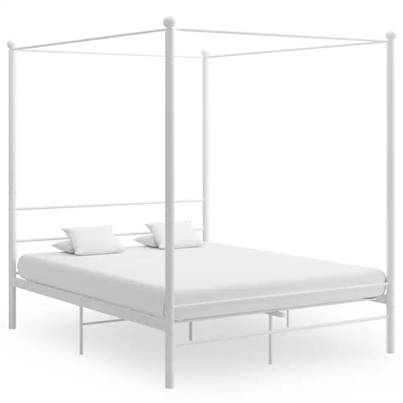 Gepoedercoat metalen bed met bovenframe voor privacy en charme - Wit / 160 x 200 cm - Bedden & bedframes