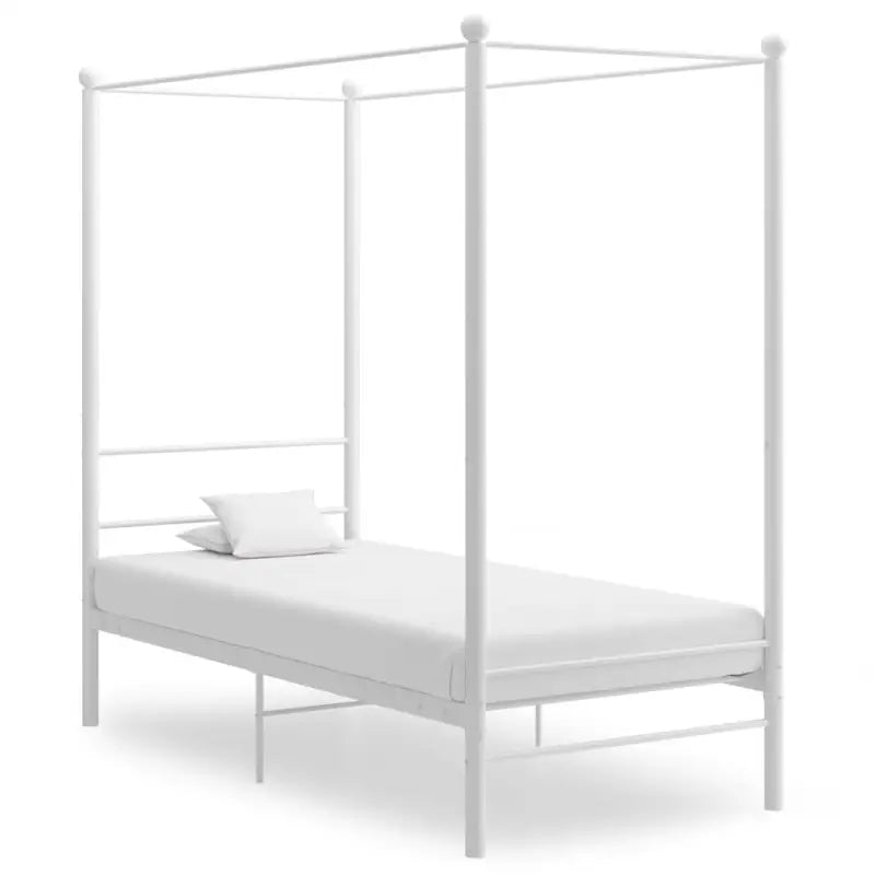 Gepoedercoat metalen bed met bovenframe voor privacy en charme - Wit / 100 x 200 cm - Bedden & bedframes