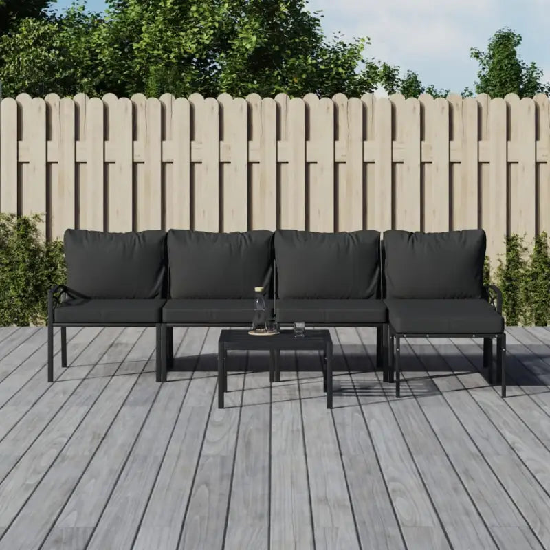 Gepoedercoat staal loungeset met aantrekkelijke afmetingen voor je tuin - Grijs / 2x middle + 2x chair + 2x footrest