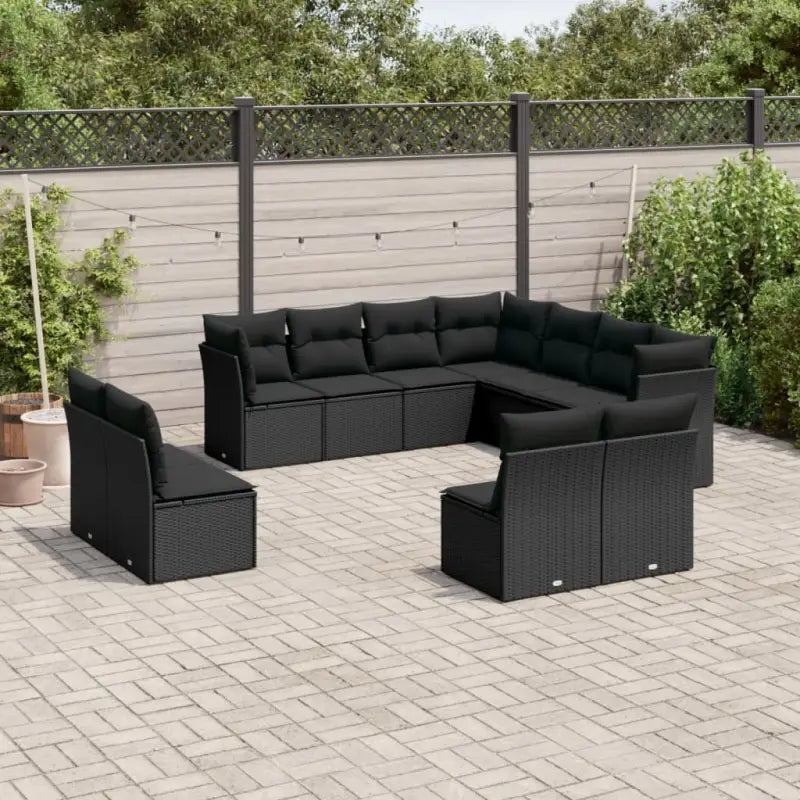 Gepoedercoat staal loungeset met poly rattan voor comfortabele zitervaring - Zwart / Zonder tafel - Tuinsets