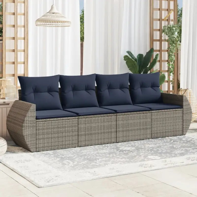 Gepoedercoat staal loungeset met poly rattan voor comfortabele zitervaring - Beige en grijs / Zonder tafel - Tuinsets