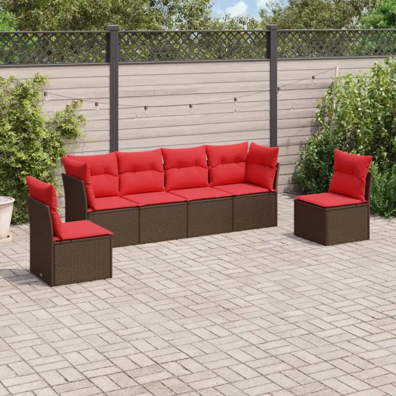 Gepoedercoat staal tuinset met poly rattan en waterdichte tas - Bruin en rood / Zonder tafel - Tuinsets