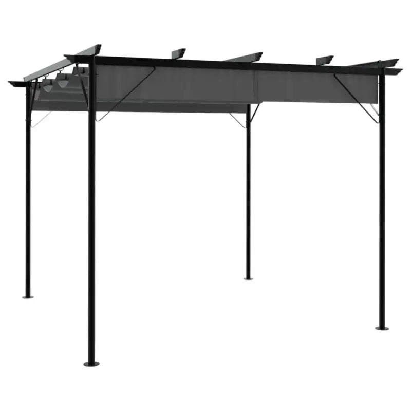 Gepoedercoat Stalen Tuinbogen met Uitschuifbare Dak voor Buitenruimte - Antraciet / 1 - Tuinbogen latwerk & pergola’s