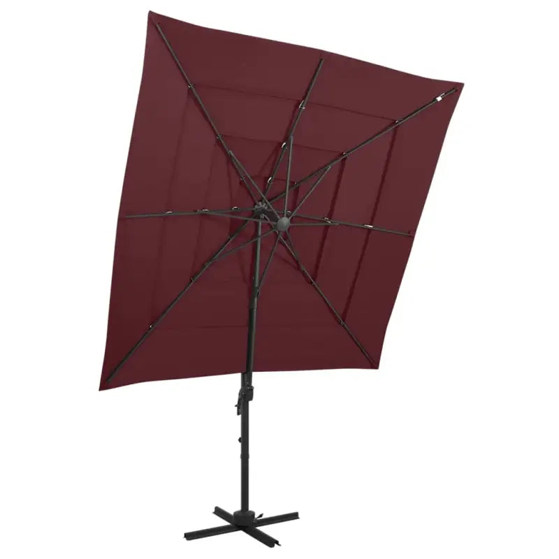 Gepoedercoate aluminium parasol met UV- en vochtbescherming - Bordeauxrood / 1 - Parasols en zonneschermen