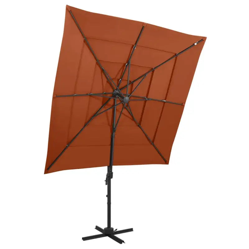 Gepoedercoate aluminium parasol met UV- en vochtbescherming - Terracotta / 1 - Parasols en zonneschermen